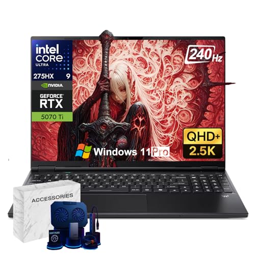 Image of acer Predator Helios Neo 16 inch AI Gaming Laptop - 16 inch 2.5K WQXGA 240Hz OLED Display, Intel Ultra 9 275HX, NVIDIA RTX 5070Ti 12GB GDDR7, RGB KB, Win 11 Pro, w /Accessories(64 GB DDR5, 2 TB SSD)