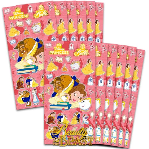 Disney Beauty and the Beast Party Favors for Boys & Girls Bundle - 12 Pack Belle Sticker Sheets for Kids Birthday Party Goodie Bags Princess Belle Party Supplies