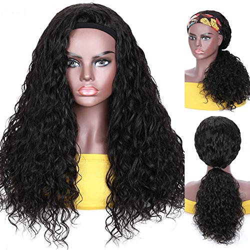 Headband Wig 150% Density Water Wave Human Hair Wig For Women 18 Inch Curly Human Hair Wig Gluness None Lace Frontal Can Be Restyled