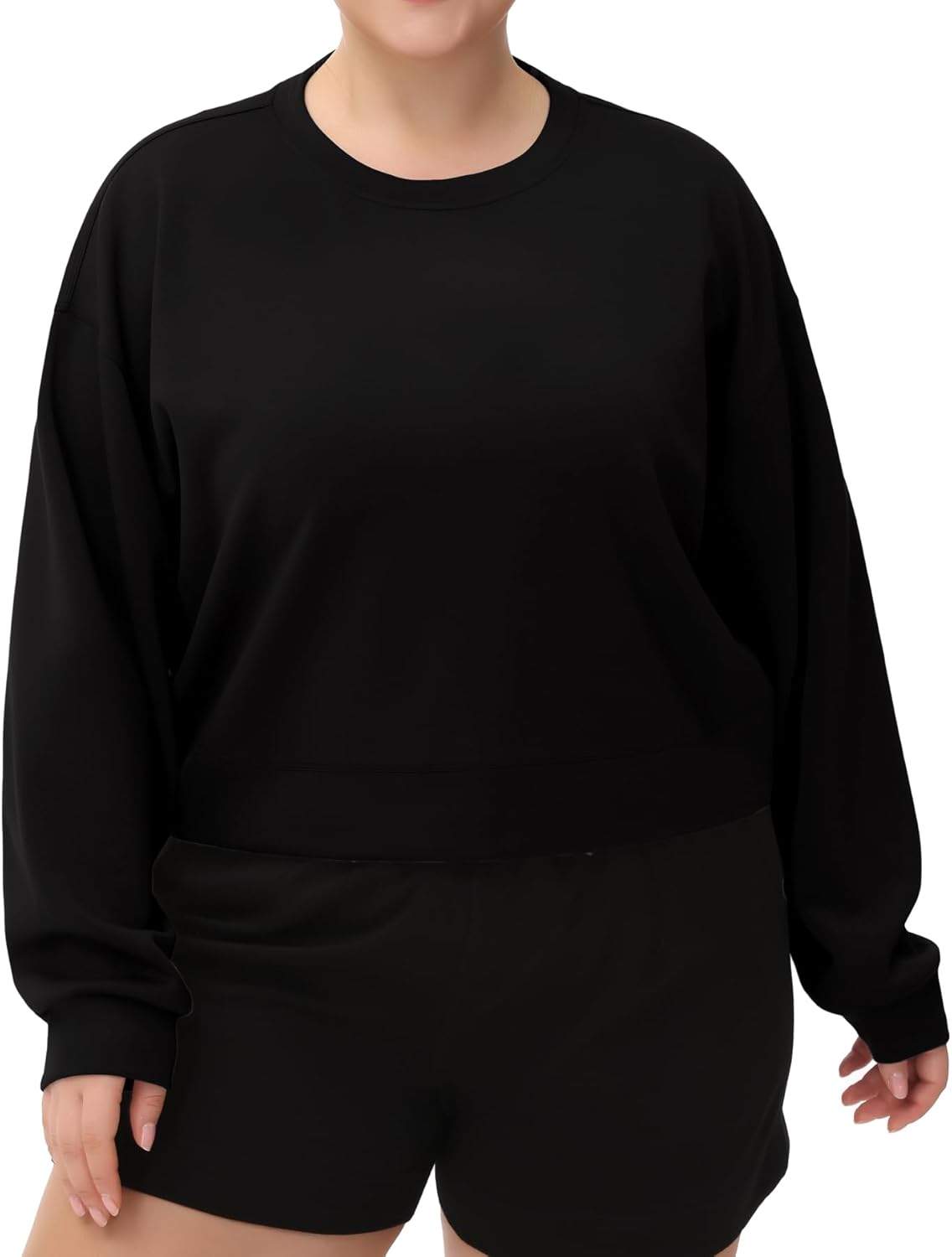 THE GYM PEOPLE Women's Crewneck Cropped Pullover Sweatshirt Cute Basic Long Sleeves Workout Tops - Image 3