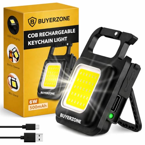 Image of COB Keychain Led Flashlight, Rechargeable Flashlights, Mini Flashlight, Emergency Light Rechargeable, Keychain Torch, Rechargeable Light, Small COB Light with 3 Lighting Modes, Magnetic Base