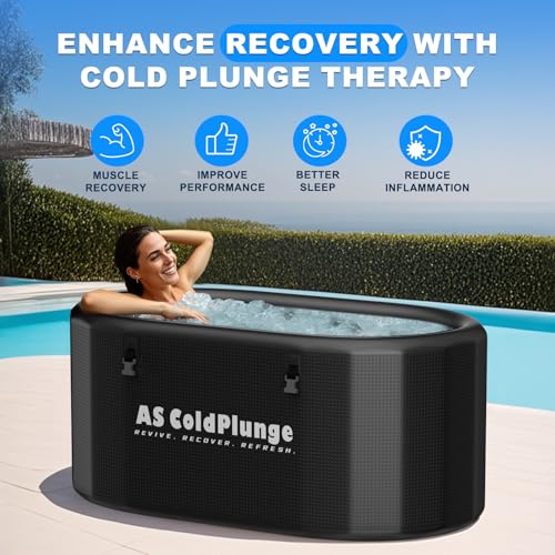 Image of AS ColdPlunge XXL 216 Gallon Ice Bath Tub for Cold Plunge, Inflatable PVC Cold Plunge Tub with Insulated Lid, Chiller-Compatible Full-Body Cold Therapy Tub for Indoor & Outdoor Use