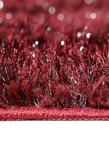 Image of Saral Home Shaggy Modern Carpet (Mehroon, 45X120 cm)