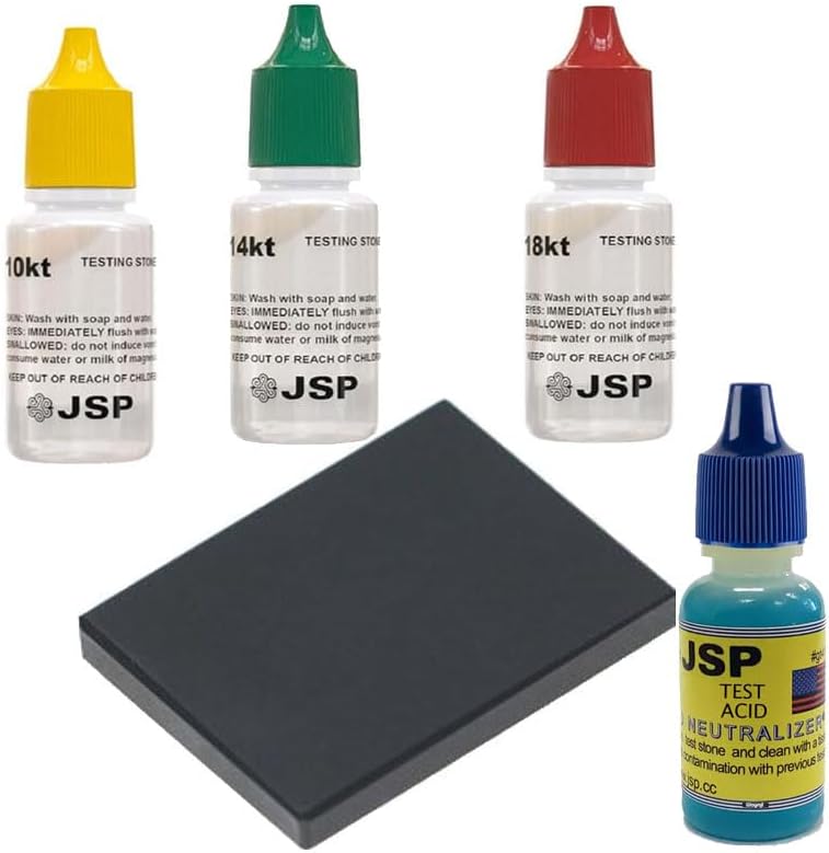 Waytest 5 PC Fresh Gold Testing Solution Kit 10K 14K 18K with Stone Testing and Neutralizer Made in USA