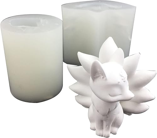 Miniatura 6 de Molde de resina epoxi con forma de zorros de nueve colas, antiadherente, vela perfumada, molde de silicona, manualidades de yeso, herramienta de