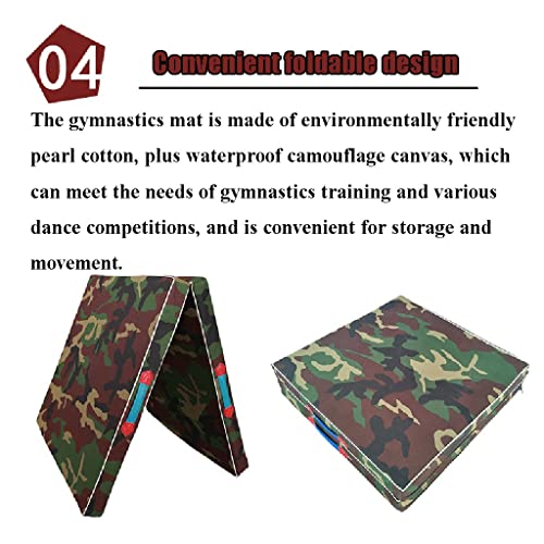 Gymnastics Tumbling Mats Drievoudig Opvouwbare Camouflage-gymnastiekmat, Fitnesstraining-oefenmat Met Handgrepen… - Image 6