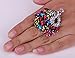YACQ Women's Peacock Stretch Rings Fit Finger Size 7 To 9 - Lead & Nickle Free - Elastic Soft Band Perfect for Arthritis - Scarf Holders - (1-3/4 x 1-3/4) Inches