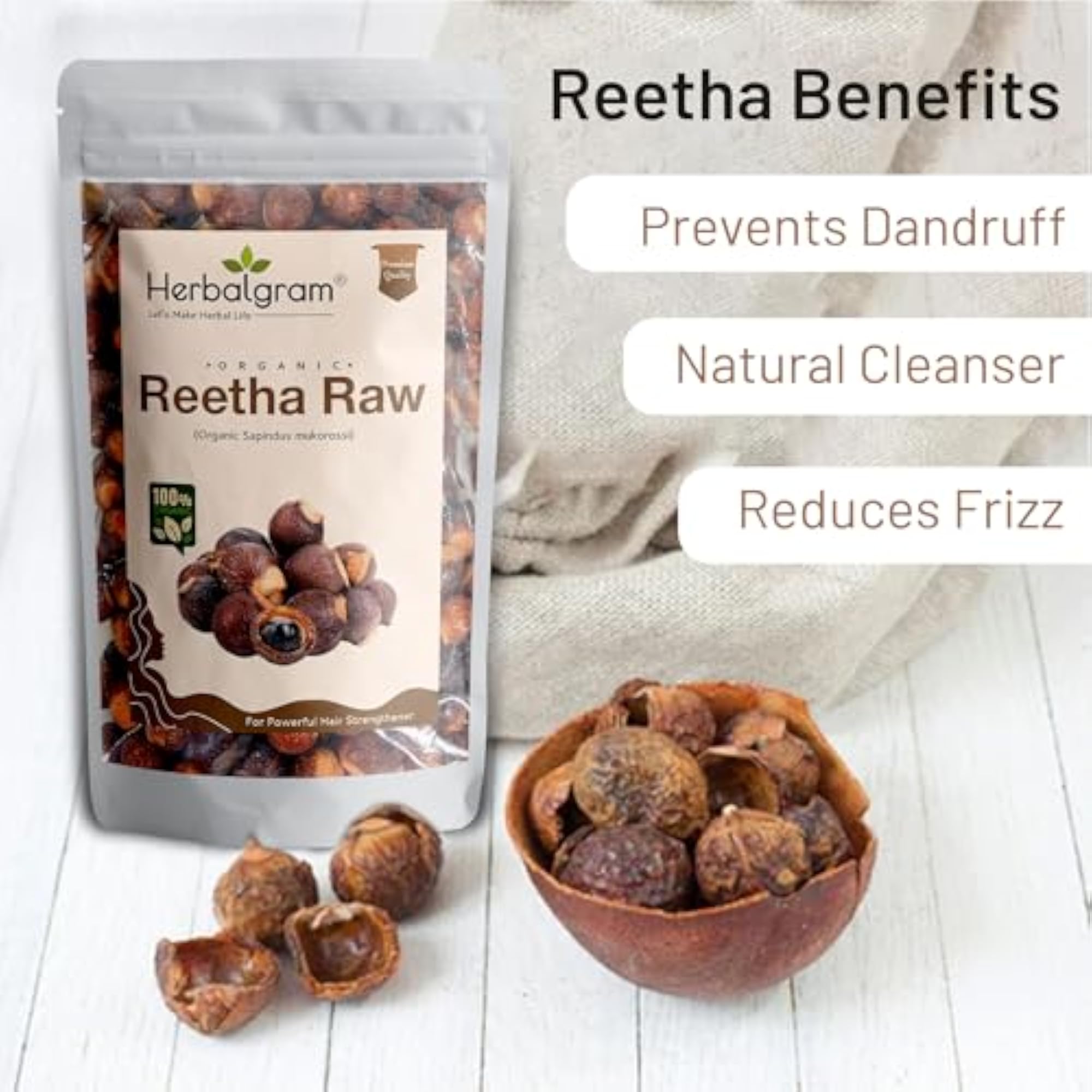 Raw Reetha Nuts & Hibiscus Flower Combo Pack