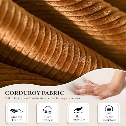 Image of AUGOP Futon Sofa Bed Boneless Couch for Living Room,Pull Out Couch with Sleeper Sofa,Day Bed Couch with Storage Pocket,Removable Corduroy with 2 Pillow