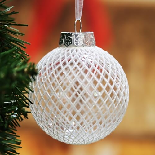 SLEETLY 28pk White Ornaments for Christmas Tree Holiday Xmas Deco...