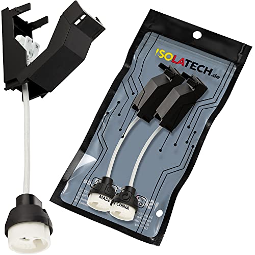 ISOLATECH GU10 protección contra incendios zócalos de cerámica con caja de conexión y conector rápido VDE RoHS 230 250 Volt 2A max.100W 0,75mm2 cable LED Halógeno (aquí: 2 piezas)