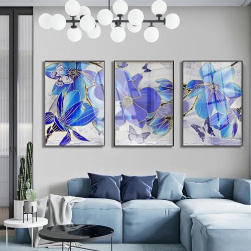 Peinture murale affiches d'art moderne fleur bleue, décoration murale en toile 20x30 cm