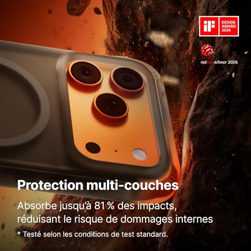 Coque iPhone 17 Pro Max MagSafe antichoc RhinoShield Gris Vibrant