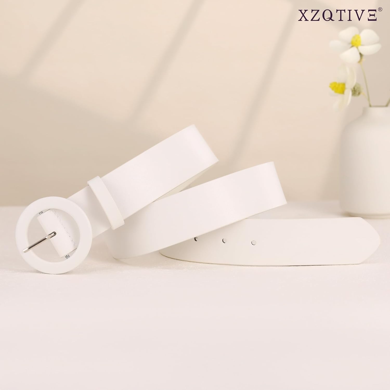 XZQTIVE Women's Wide Belt Fashion Candy Color Round Buckle Ladies Belt for Jeans Pants Dresses - Image 3