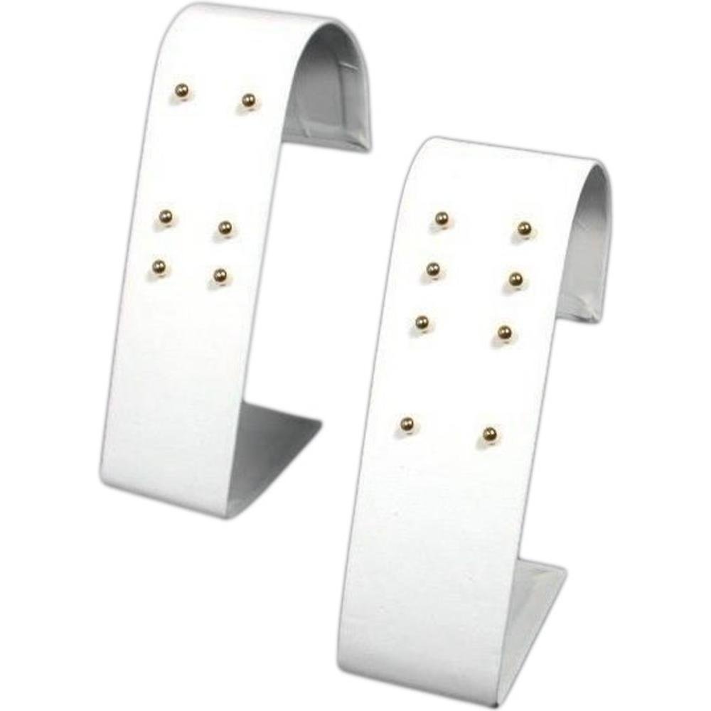 FindingKing 2 Earring Display White Leather Hoop Stud Showcase