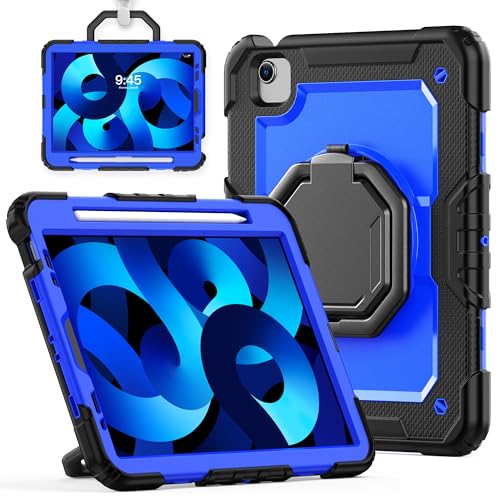 Coque iPad Air 5e/4e génération antichoc bleue avec béquille