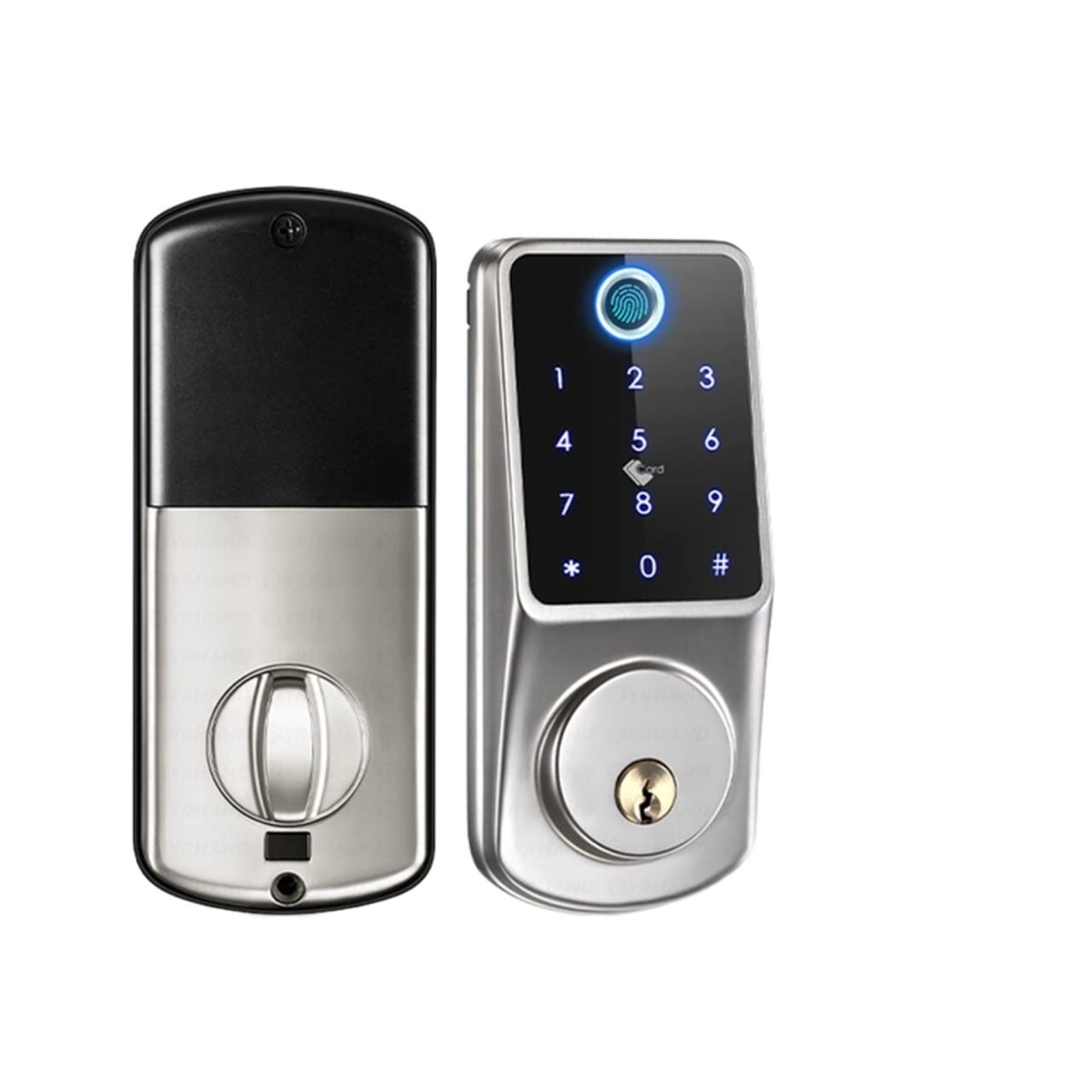 CVFRDD Smart Door Knob, Tuya Smart Fingerprint Digital Keypad Keyless Entry Electronic Lock Ttlock App Control For Home Apartment Keyless Entry Door Handle(TTlock- Silver)