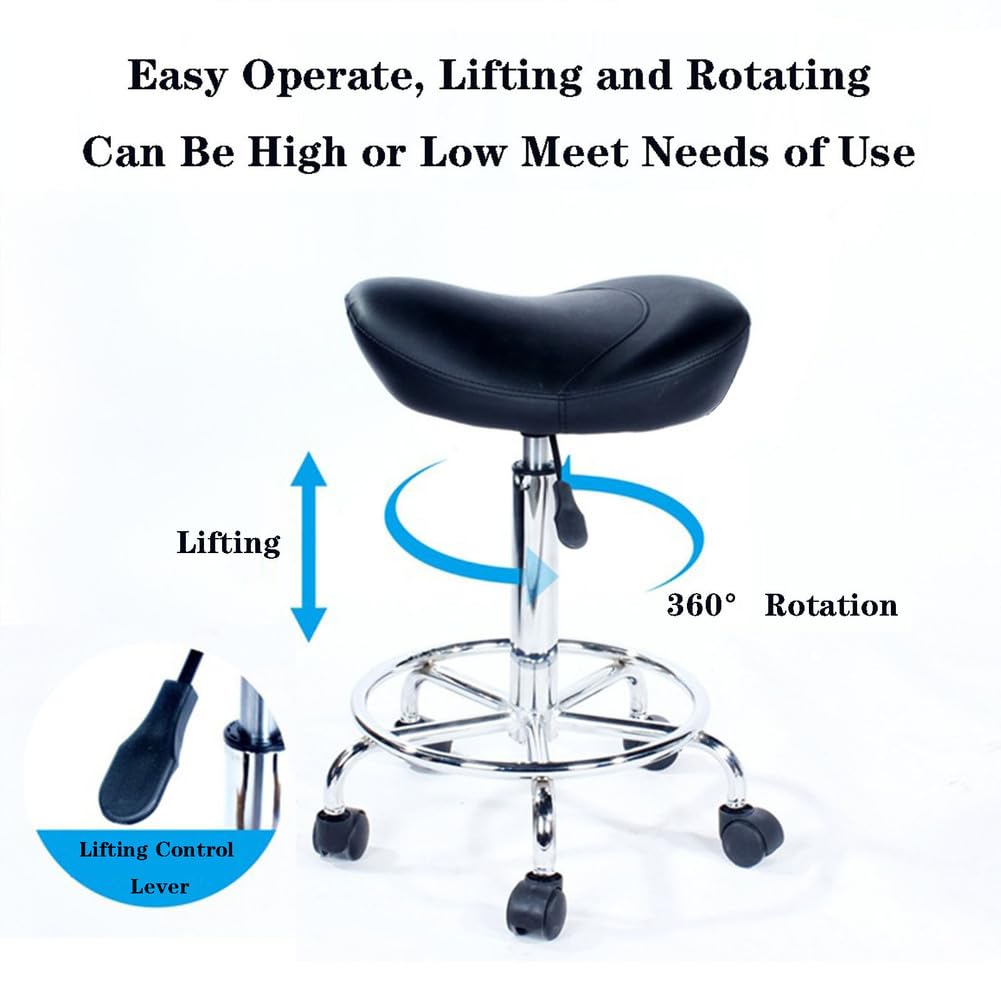 Taburete ergonómico con ruedas, asiento hidráulico ajustable, silla giratoria para oficina, salón, clínica y laboratorio, cómodo taburete rodante con fácil movilidad
