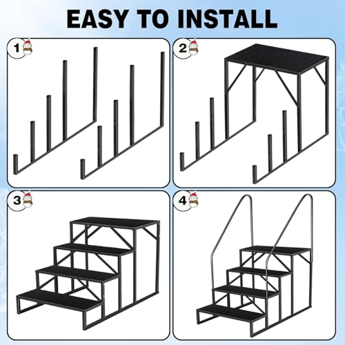 Escalera para Piscina Elevada 4 Peldaños Negra miniatura 7