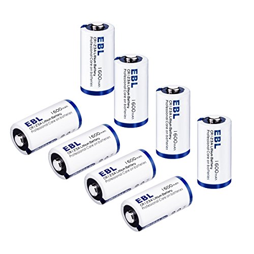EBL CR123A Lithium 3V Photo Batteries with Battery Storage Box, 8-Pack 1600mAh CR123A Batteries for Cameras, Microphones, Flashlight [CAN NOT BE RECHARGED]