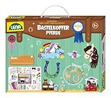 Lena Premium Bastelkoffer Pferde - Bastelset mit 400 Teilen für kreative Projekte, inkl. Moosgummi, Buntpapier, Perlen, Federn, Knöpfe, Straßsteine, uvm., Mädchen Geschenk für Kinder ab 5 Jahren