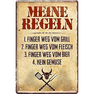 schilderkreis24 – Blechschild Lustiger Spruch “Meine Regeln.“ Deko Schild Metallschild BBQ Grill Geschenkidee Witziges Geschenk Geburtstag Weihnachten für Garten Terrasse Balkon Küche 20×30 cm