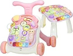 Andador Didático e Mesinha Infantil Rayo 2 Em 1 (Rosa)