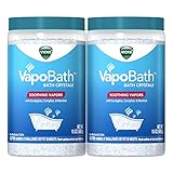 Vicks VapoBath, Bath Crystals, Bath Bomb, Non-Medicated Bath Salts, Soothing Vicks Vapors Steam Aromatherapy with Eucalyptus and Menthol, Contains Essential Oils, 15 OZ (Pack of 2)
