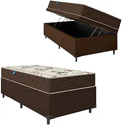 Cama Box Baú Solteiro Colchão Espuma D33 Marquês 88x188x60cm Marrom Umaflex - Suporta até 90kg por Pessoa