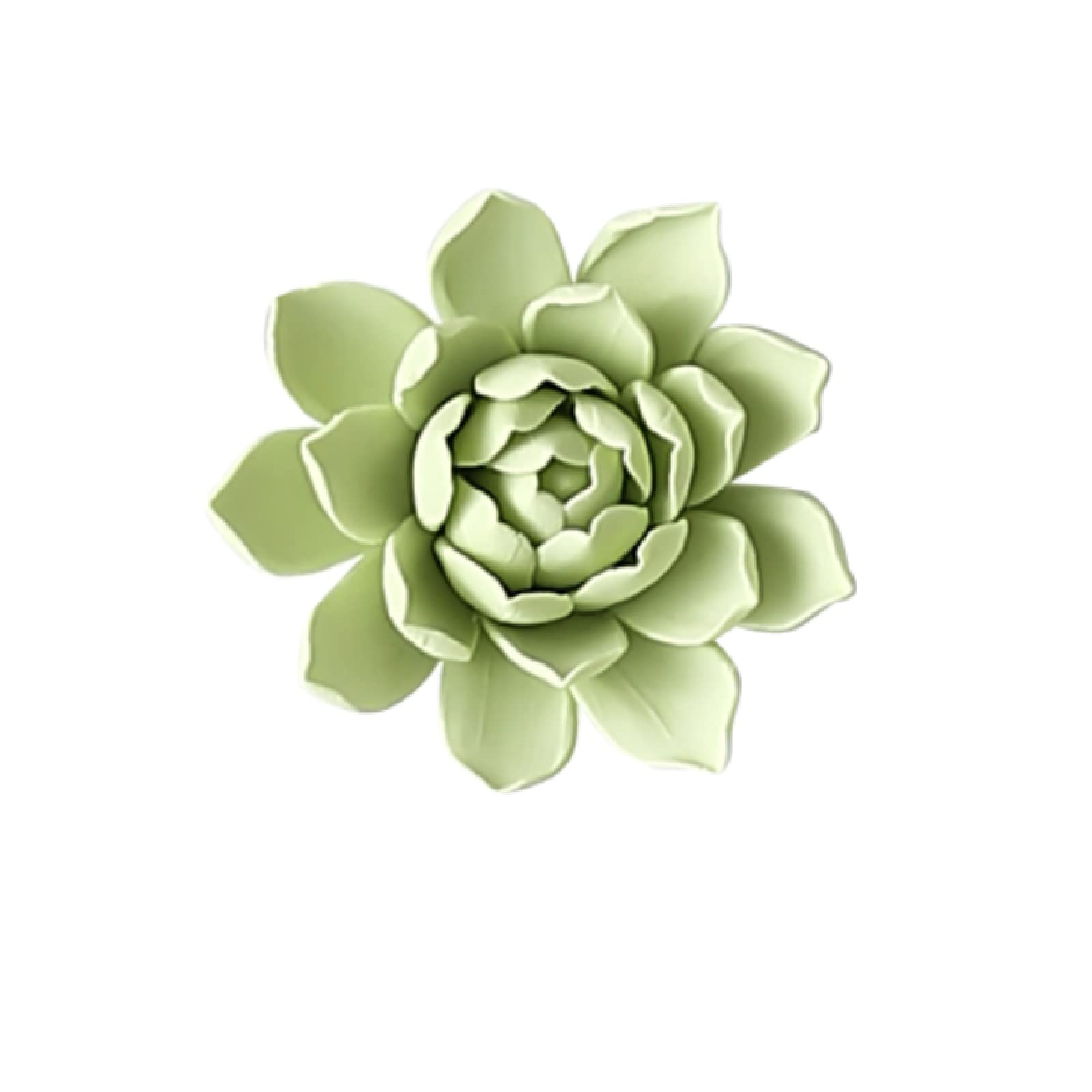 KJOLWHCQ Elegant Handcrafted Ceramic Green Peony Flower succulents Wall Decor Artificial Sculpture 3D Hanging Ornament Arts Wedding Gift 8cm