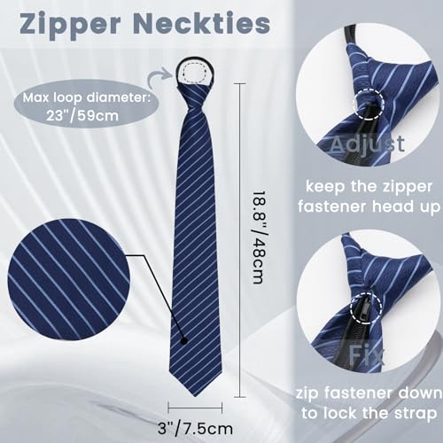 Image of Mens Tie Pre-tied Adjustable Men's Neckties, Zipper Ties for Men Accessories Business Wedding Party
