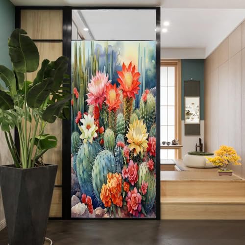 Película adhesiva para ventana cactus flor clásico 17.7x23.6 pulg miniatura 4