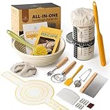 Rorecay Complete Sourdough Starter Kit: Bread Baking Supplies with Starter Glass Jar & 9” Round Banneton Proofing Basket Tool Set Ideal for Beginners Homemade Bread