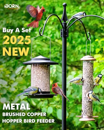 image for iBorn Metal Bird Feeders for Outdoors Hanging,Wild Bird Feeders for Ca
