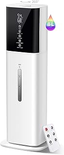 Humidifiers for Large Room, 2.11Gal/8L Ultrasonic Cool Mist Humidifier with 360°Nozzle, 3 Speed Large Humidifier with Humi...