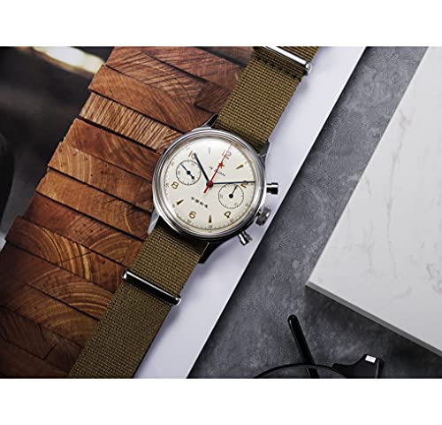 Image of SEAKOSS Men Classic 38mm Pilot Chronograph Watch Seagull 1963 ST1901 Mechanical Movement Wristwatches Sapphire Crystal Acrylic Glass Mirror Stainless Steel Case