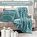 Comfort Spaces Ruched Faux Fur Plush Throw Blanket and Pillow Set with 2 Matching Square Pillow Covers Sofa Throw Blanket for Living Room, Chair, Couch, Home Office Luxurious Fuzzy Soft Teal 50