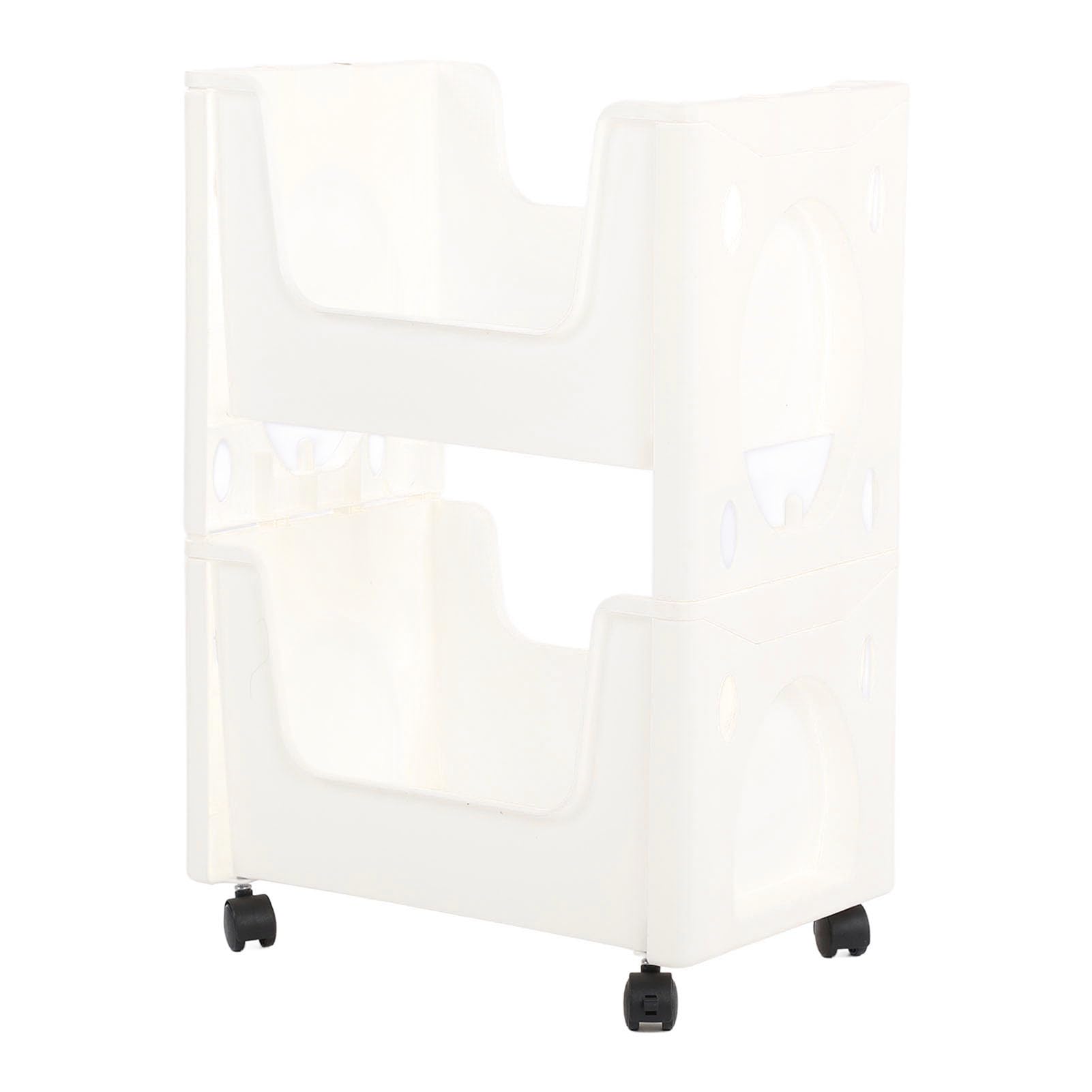 Mobile Storage Shelf, Raised Basket, Locking Casters, Multifunctional Rolling Storage Cart, Large Capacity, Rounded Corners for Books (2 Tier #11)