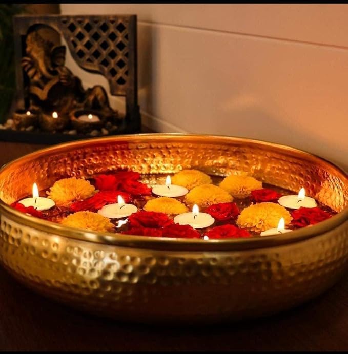 SZ Handicrafts Potpourri Flower Decorative Urli Bowl for Home Floating Flowers and Tea Light Candles | Diwali Decoration Items | Home,Office and Table Decor-image-49