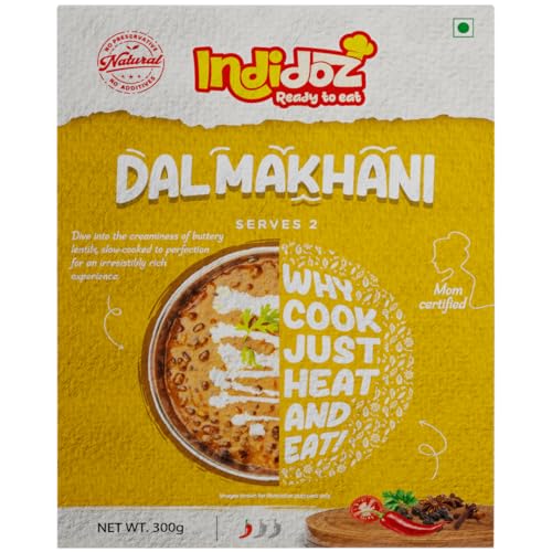 Image of Indidoz Dal Makhani Ready to Eat | Slow Cooked Whole Black Lentils in Rich Creamy Butter Gravy | Authentic North Indian Meal | Heat & Eat | No Preservatives | 300g