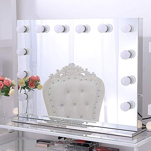 One-Day Sale: Up to 40% Off Chende Vanity Mirror with Lights for Makeup, 31.5'' x 23.62'' Hollywood Lighted Mirror with Outlet and Stainless Steel Frame, Dimmable Illuminated Makeup Mirror with LED Bulbs