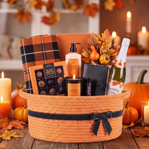 Image of Colingmill 1 Set Woven Empty Basket for Gift,Orange Black