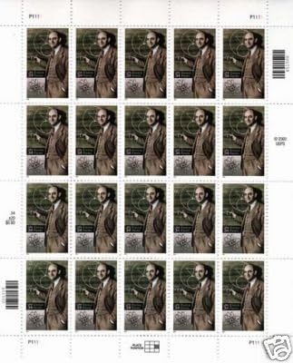 Enrico Fermi Full Pane Twenty 34 Cent Stamps Scott 3533 by USPS