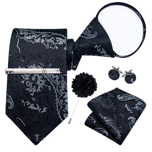 Image of DiBanGu Silk Zipper Ties for Men, Formal Pre-tied Necktie | Adjustable Tie,6PCS,Various Design Styles,Jacquard Woven,Skin-friendly,Practical Gift,Great for Wedding Party,Business Formal