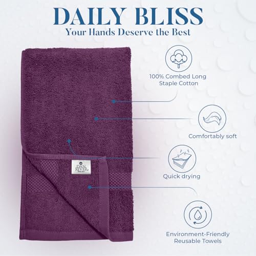 Image of DAN RIVER 6-Pack Premium Hand Towels (16x28 Inches) - 100% Cotton, Ultra Soft, Lightweight, Highly Absorbent Towels for Bathroom, Spa, Gym, Salon, Hotel, and Travel - Purple Passion