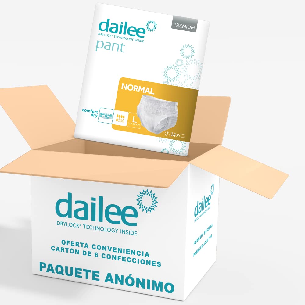 Dailee Pants Normal L - 84x Pañales Adultos Maxima Absorcion - Braga Pañal Adulto para Ancianos, Hombres y Mujeres - 84 Bragas Incontinencia Mujer y Hombre