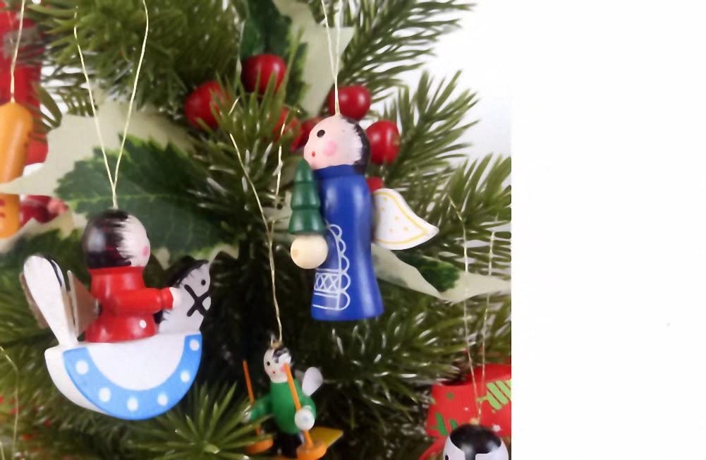 Amazon.co.jp: ミニ木製クリスマスツリーオーナメント 24個 ミニチュア