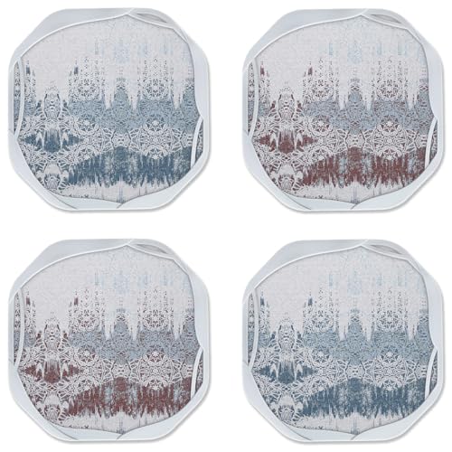 UMIRRO Absorbent Felt & Silicone Drink Coasters Set of 4, Mandala Lace