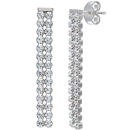 Preisvergleich Produktbild Citerna Damen-SchmuckSet HalsketteOhrringe Rittersporn Sterling Silber rhodiniert 2 Stränge, Tropfenform, mit SwarovskiKristallen SER1450W E