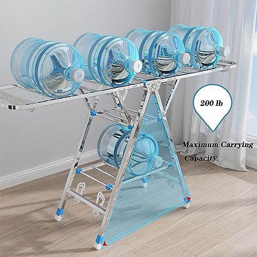Foldable large capacity Stainless Steel Clothes Drying Rack with Wheels, 180cm Laundry Stand Organizer - Portable and Space Saving Garment Rack for Outdoor Use - Image 5